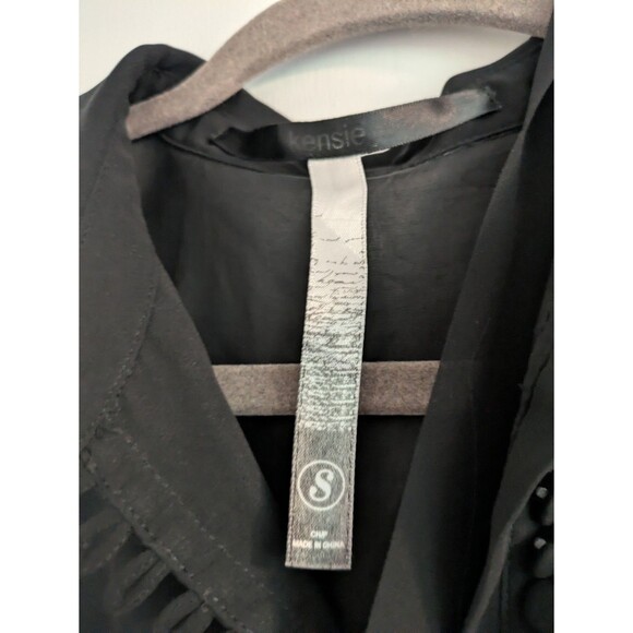 KENSIE  WOMENS BLACK COLLARED DRESS Small A-LINE Tie Belt - Picture 6 of 7